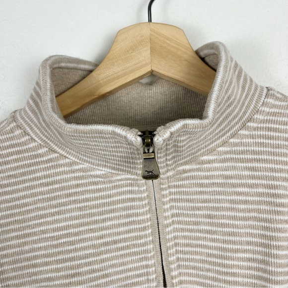 Todd & Gunn Beige White Striped Riverlands Sweatshirt 1/4 Zip 100% Cotton Size M - Picture 5 of 12
